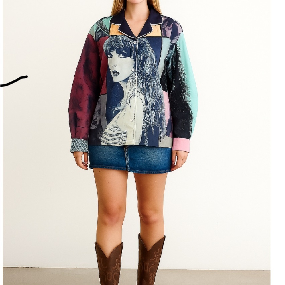 Taylor Swift Graphic Button-Up Shirt